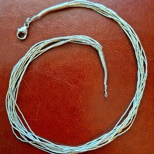Vintage Liquid Silver Multiple Strands Necklace